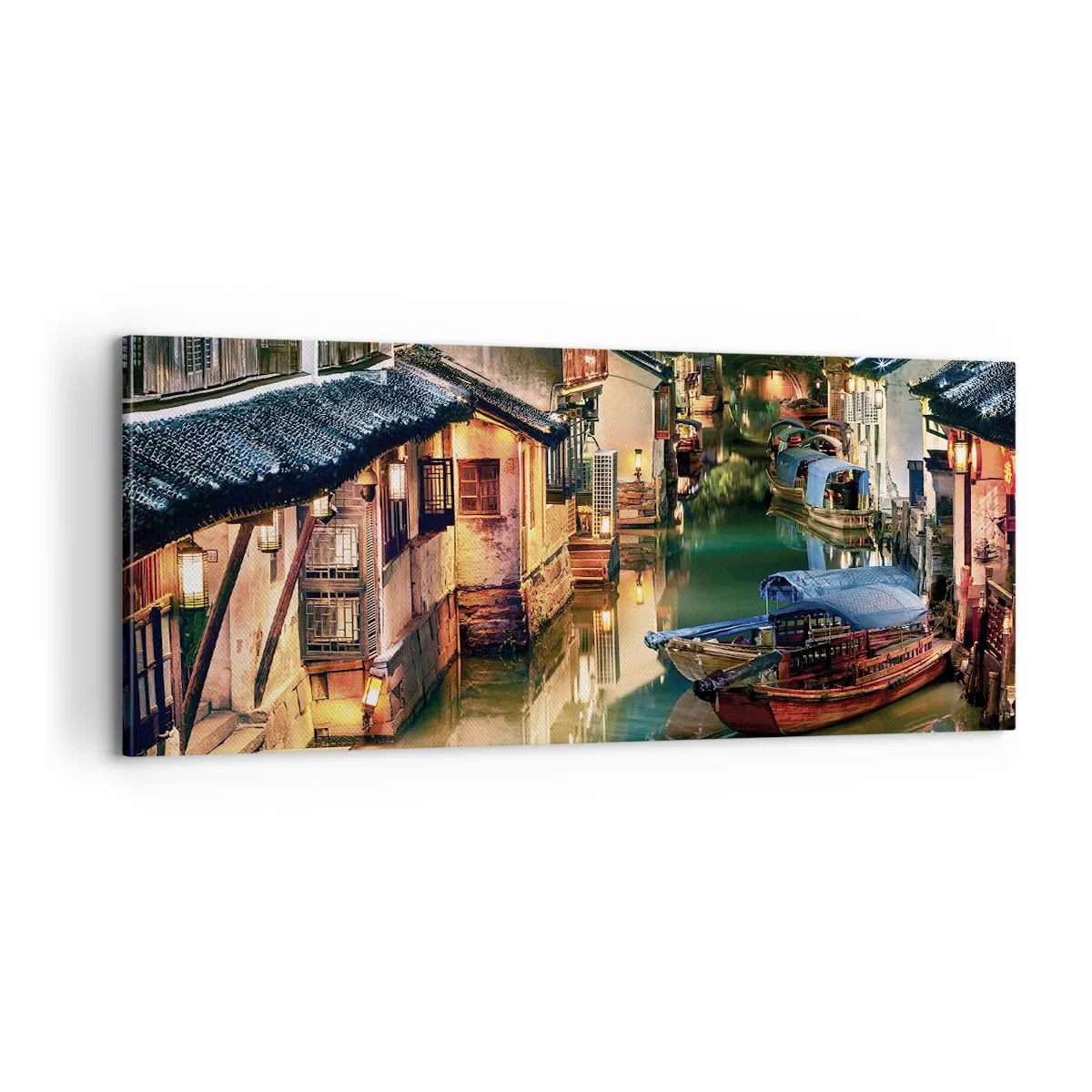 Obraz na płótnie - Wieczór na chińskiej ulicy - 100x40 cm