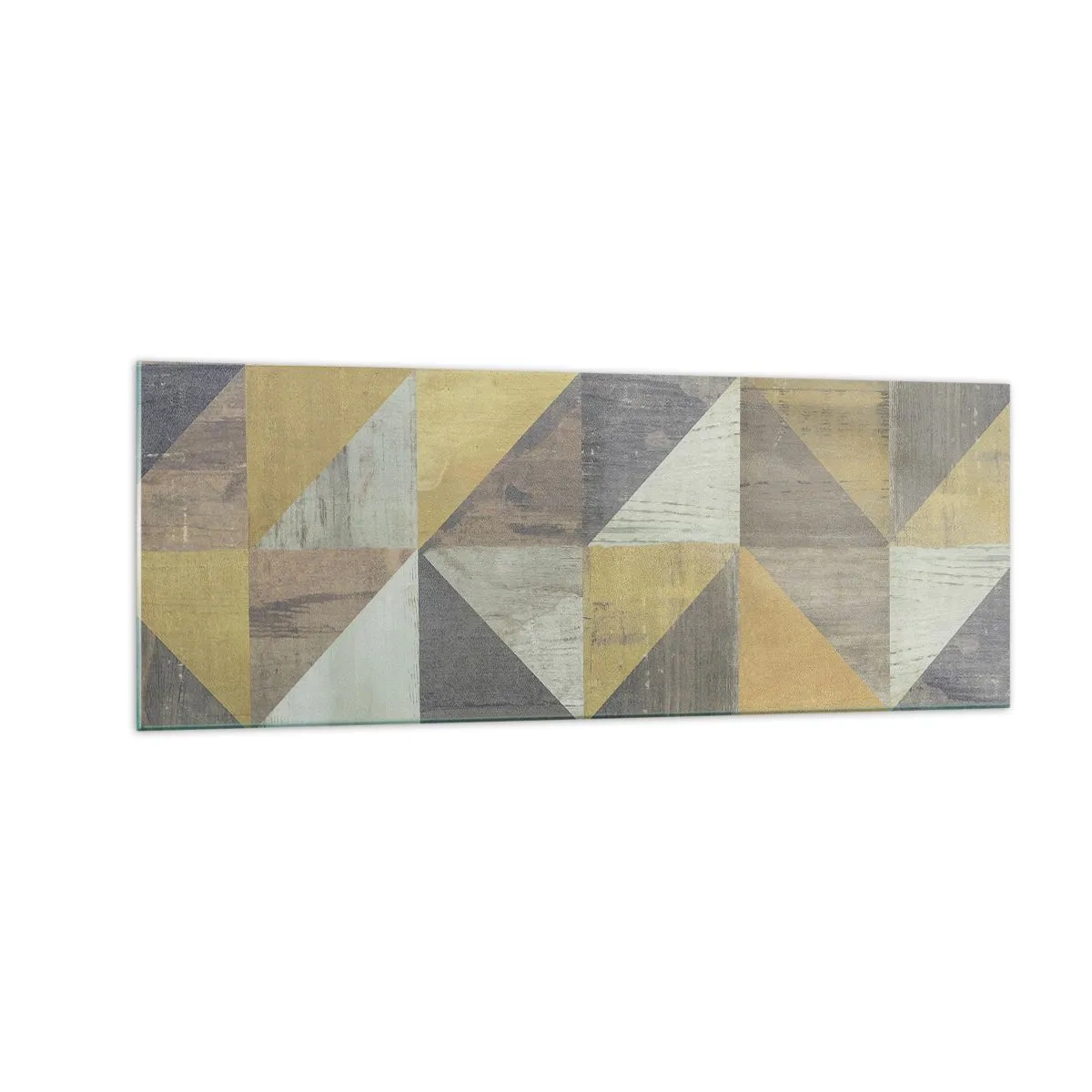 Obraz na szkle - Geometryczna kompozycja trójkątów w odcieniach ziemi - 140x50cm - Pod kątem trójkąta - Nowoczesna dekoracja ścienna do salonu i sypialni ARTTOR