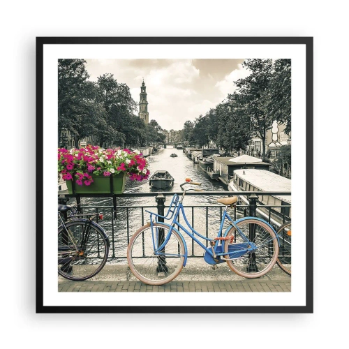 Plakat w czarnej ramie - Kolory amsterdamskiej ulicy - 60x60 cm