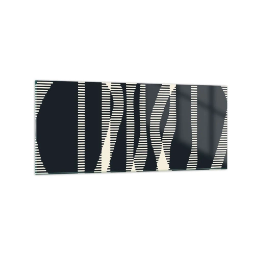 Obraz na szkle - Geometryczne linie w jasnych odcieniach na ciemnym tle - 120x50cm - Próba przełamania ciemności - Nowoczesna dekoracja ścienna do salonu i sypialni ARTTOR