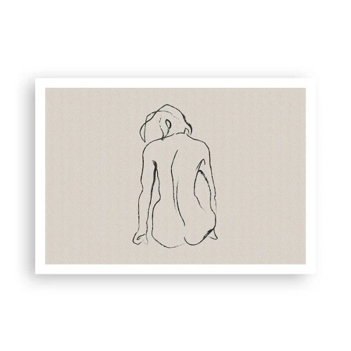 Plakat - Subtelny szkic dziewczęcej sylwetki z widokiem z tyłu - 100x70cm - Akt dziewczęcy - Nowoczesna dekoracja ścienna do salonu i sypialni ARTTOR