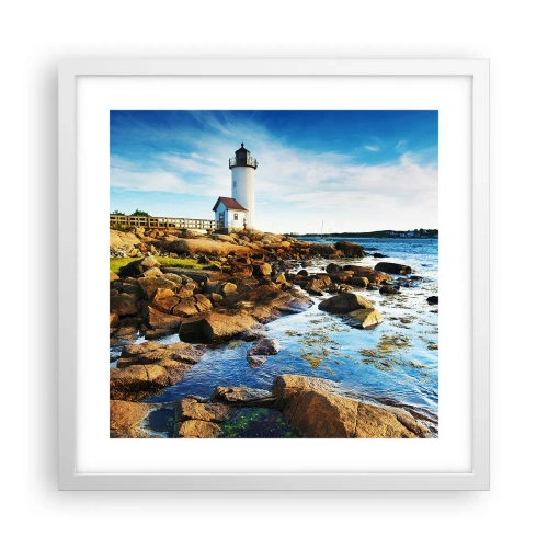 Plakat w białej ramie - Wracajcie szczęśliwie, czekam - 40x40 cm