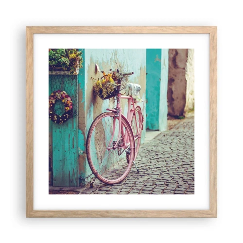 Plakat w ramie jasny dąb - Zaraz wracam - 40x40 cm