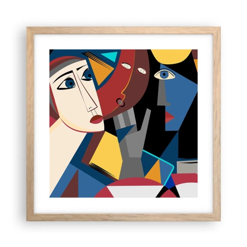 Plakat w ramie jasny dąb - Rozmowa kubistów - 40x40 cm