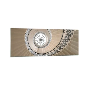 Obraz na szkle - Spiralne schody w eleganckim ujęciu geometrycznym - 140x50cm - W środku muszli - Nowoczesna dekoracja ścienna do salonu i sypialni ARTTOR