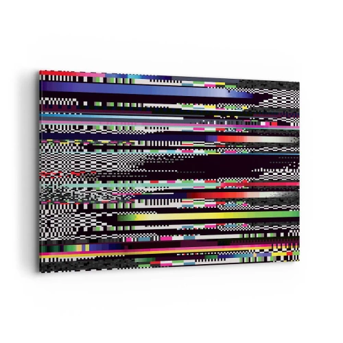Obraz na płótnie - Kolorowe linie i piksele w abstrakcyjnym stylu - 100x70cm - Obraz konrolny rzeczywistości - Nowoczesna dekoracja ścienna do salonu, kuchni i sypialni ARTTOR