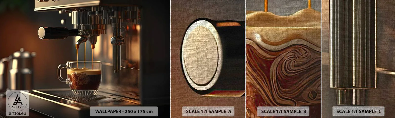 Fototapeta Próbka Premium Canvas - Zmysłowa mikstura - Kawa, Ekspres Do Kawy, Gastronomia - 100x30 cm