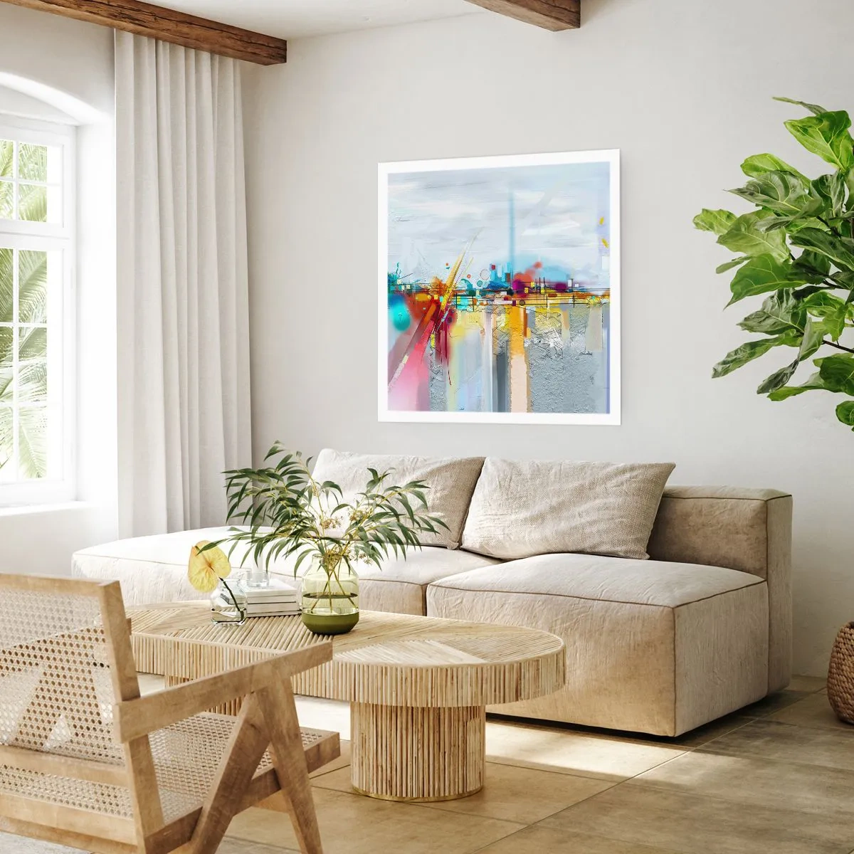 Plakat - Most radości nad rzeką życia - 40x40 cm