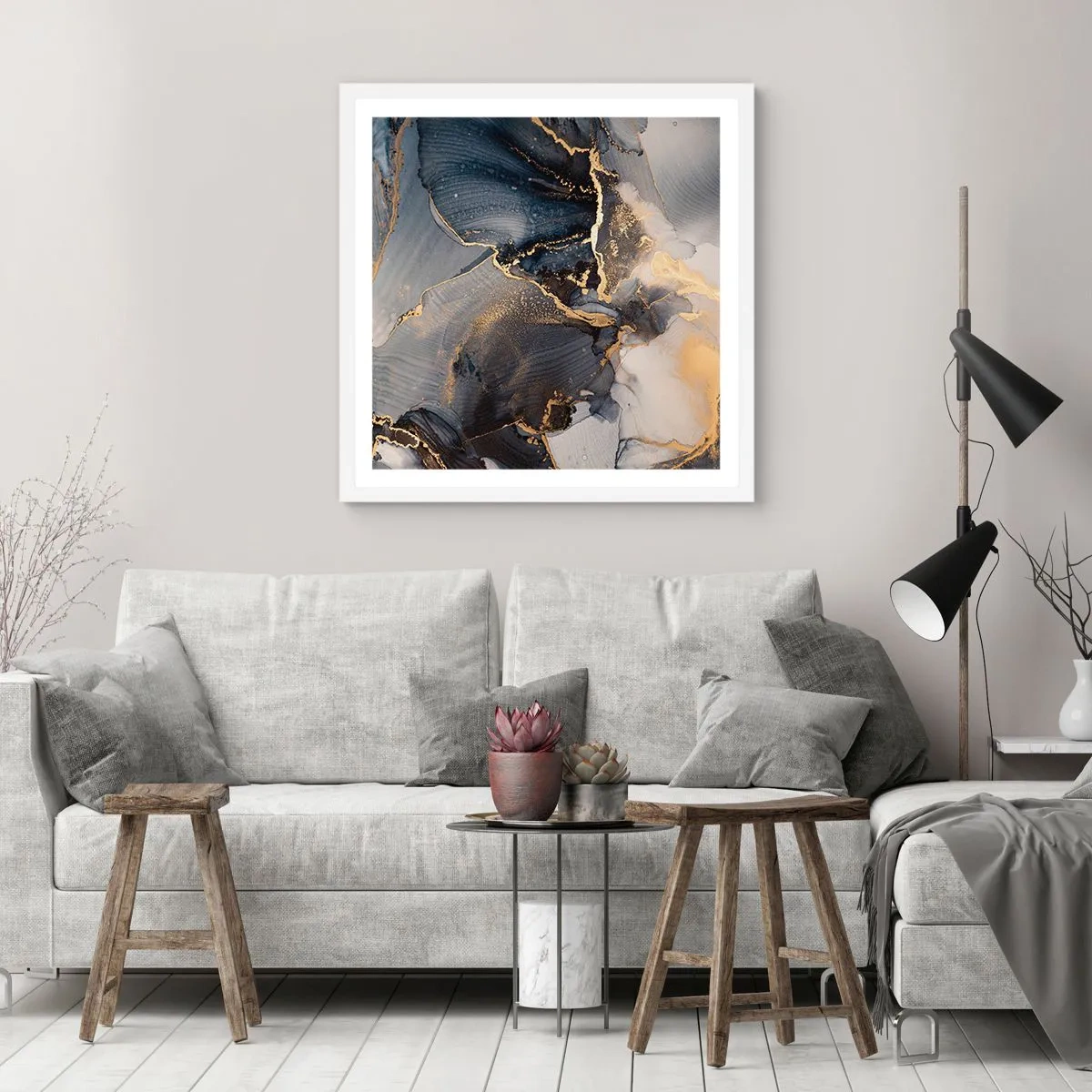 Plakat w białej ramie - Życie kamienia - 40x40 cm