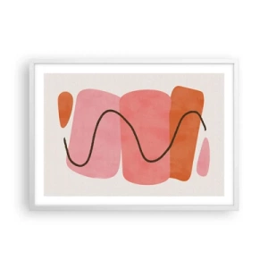 Plakat w białej ramie - łagodny ruch form - 70x50 cm