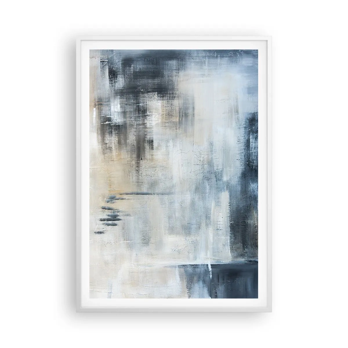 Plakat w białej ramie - Za zasłoną błękitu - 70x100 cm