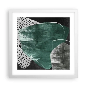 Plakat w białej ramie - Barwna abstrakcja z płatkiem złota - 40x40 cm