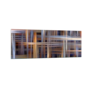 Obraz na szkle - Abstrakcyjne wzory geometryczne w pastelowych barwach - 140x50cm - Utkane ze światła - Nowoczesna dekoracja ścienna do salonu i sypialni ARTTOR