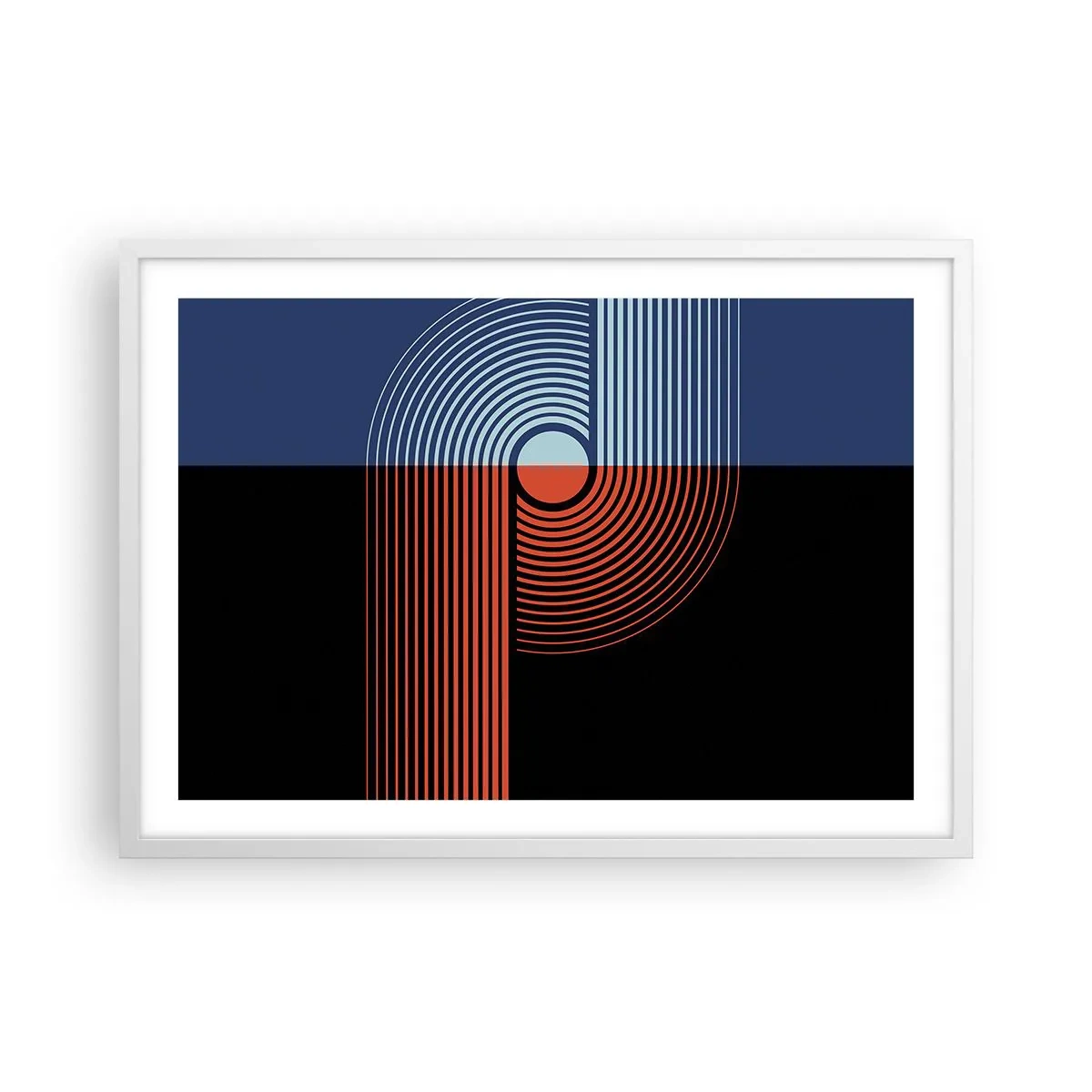 Plakat w białej ramie - W geometrycznym uścisku - 70x50 cm