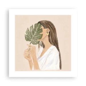 Plakat - Tajemniczy portret z wachlarzem - 40x40 cm