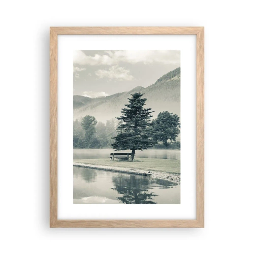 Plakat w ramie jasny dąb - Jezioro jeszcze śpi - 30x40 cm