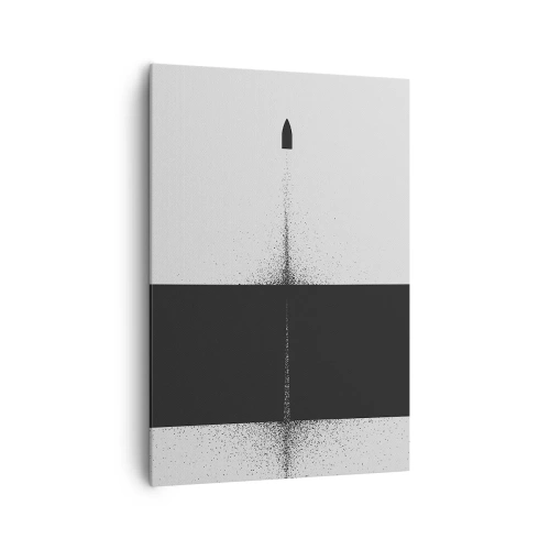 Obraz na płótnie - Symboliczny pocisk w minimalistycznym, abstrakcyjnym stylu - 70x100cm - Prosto do celu - Nowoczesna dekoracja ścienna do salonu i sypialni ARTTOR