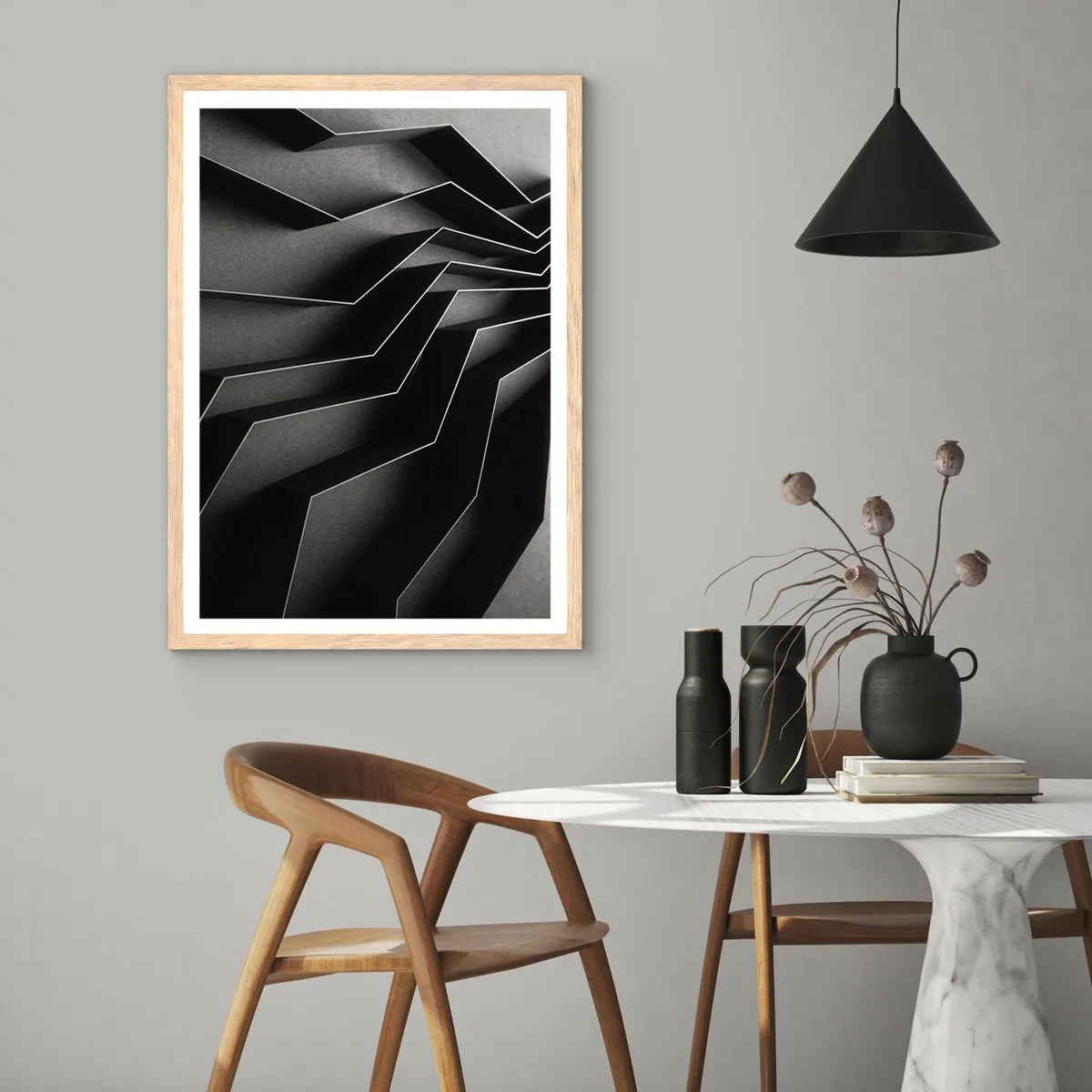 Plakat w ramie jasny dąb - Przestrzenny porządek - 50x70 cm