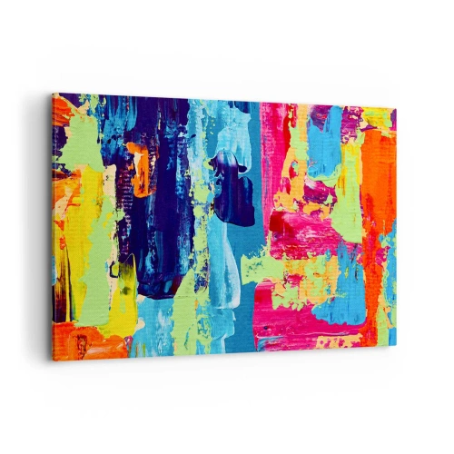 Obraz na płótnie - Abstrakcyjna kompozycja kolorów w dynamicznej formie - 100x70cm - Życie jest piękne! - Nowoczesna dekoracja ścienna do salonu, kuchni i sypialni ARTTOR