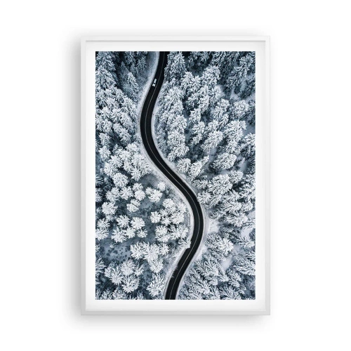 Plakat w białej ramie - Przez zimowy las - 61x91 cm