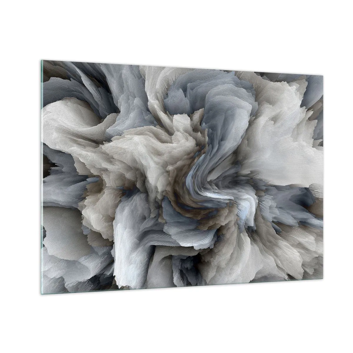 Obraz na szkle - Abstrakcyjna kompozycja przypominająca wirujące pióra - 100x70cm - Kamień i kwiat - Nowoczesna dekoracja ścienna do salonu, kuchni i sypialni ARTTOR