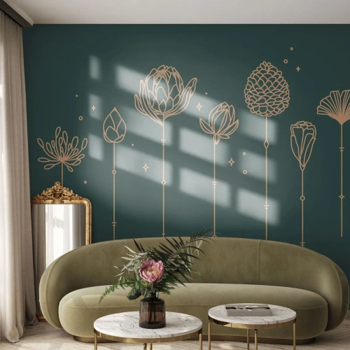 Fototapeta Premium Canvas - Rodzina ZIÓŁkowskich - Kwiaty, Art Deco, Minimalistyczny - 150x105 cm