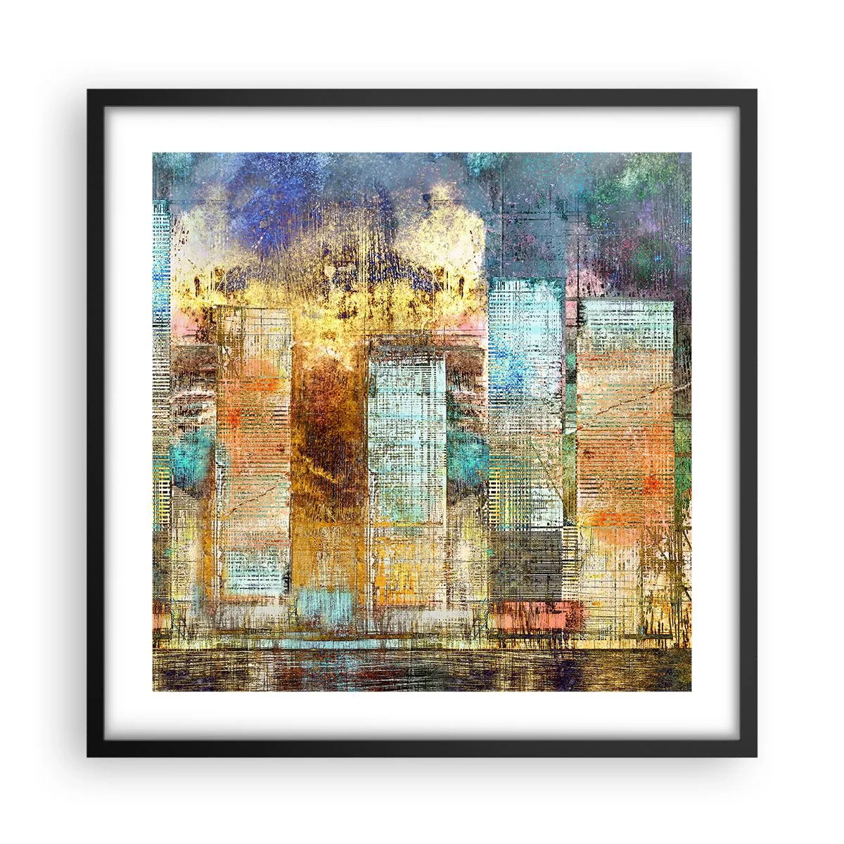 Plakat w czarnej ramie - Słoneczna metropolia - 50x50 cm