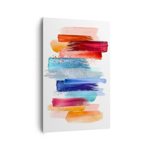 Obraz na płótnie - Kolorowe pociągnięcia pędzlem na białym tle - 80x120cm - W górę i w dół  - Nowoczesna dekoracja ścienna do salonu i sypialni ARTTOR