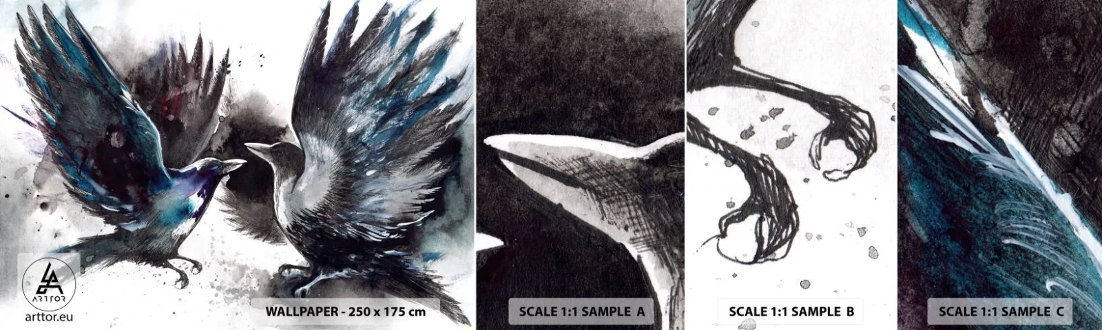 Fototapeta Próbka Standard Eco - Kruk krukowi… - Abstrakcja, Ptak, Zwierzęta - 100x30 cm