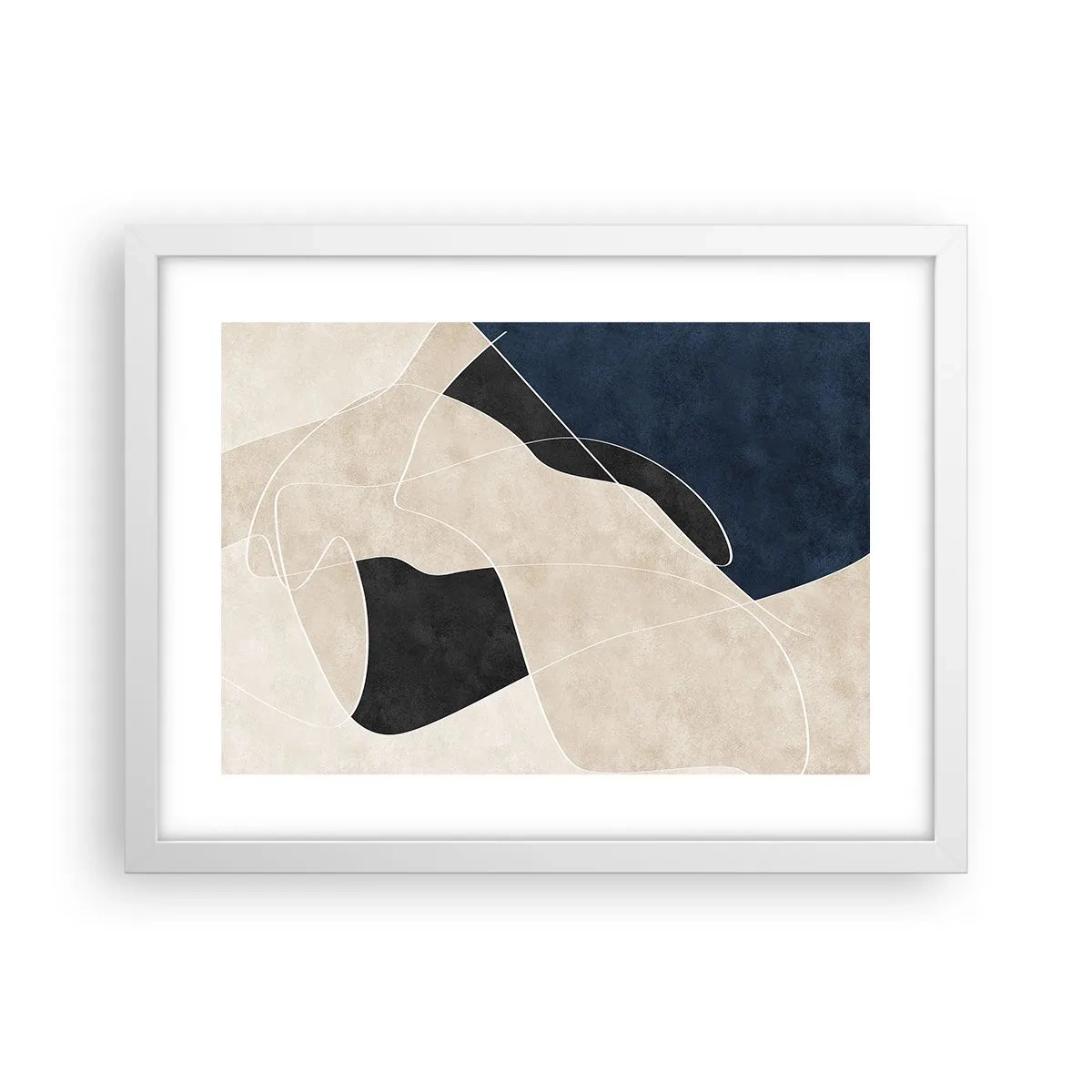 Plakat w białej ramie - Kompozycja abstrakcyjna – kontrast barw - 40x30 cm