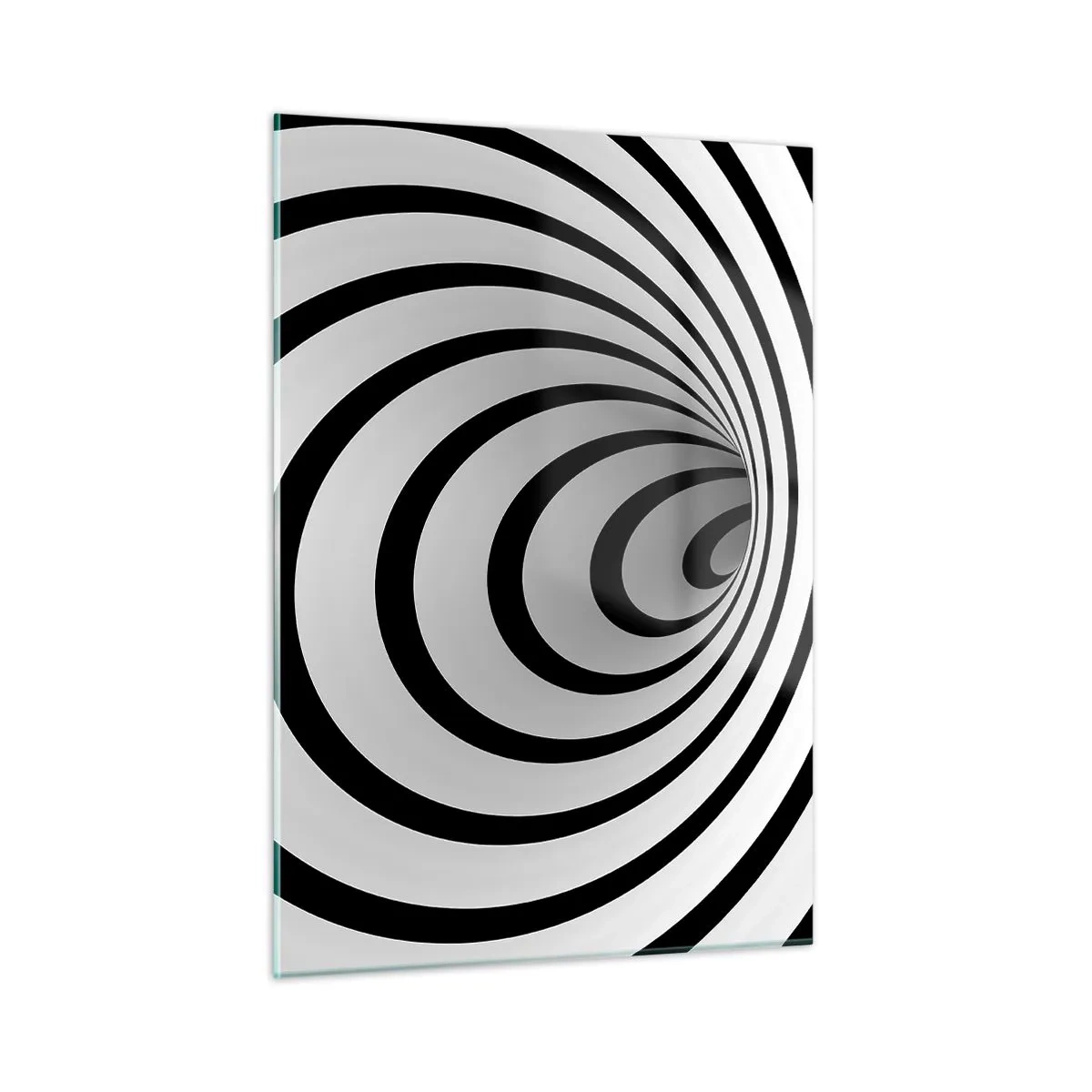 Obraz na szkle - Abstrakcyjny wzór spirali w czerni i bieli - 50x70cm - Też nie możesz się oprzec? - Nowoczesna dekoracja ścienna do salonu, kuchni i sypialni ARTTOR