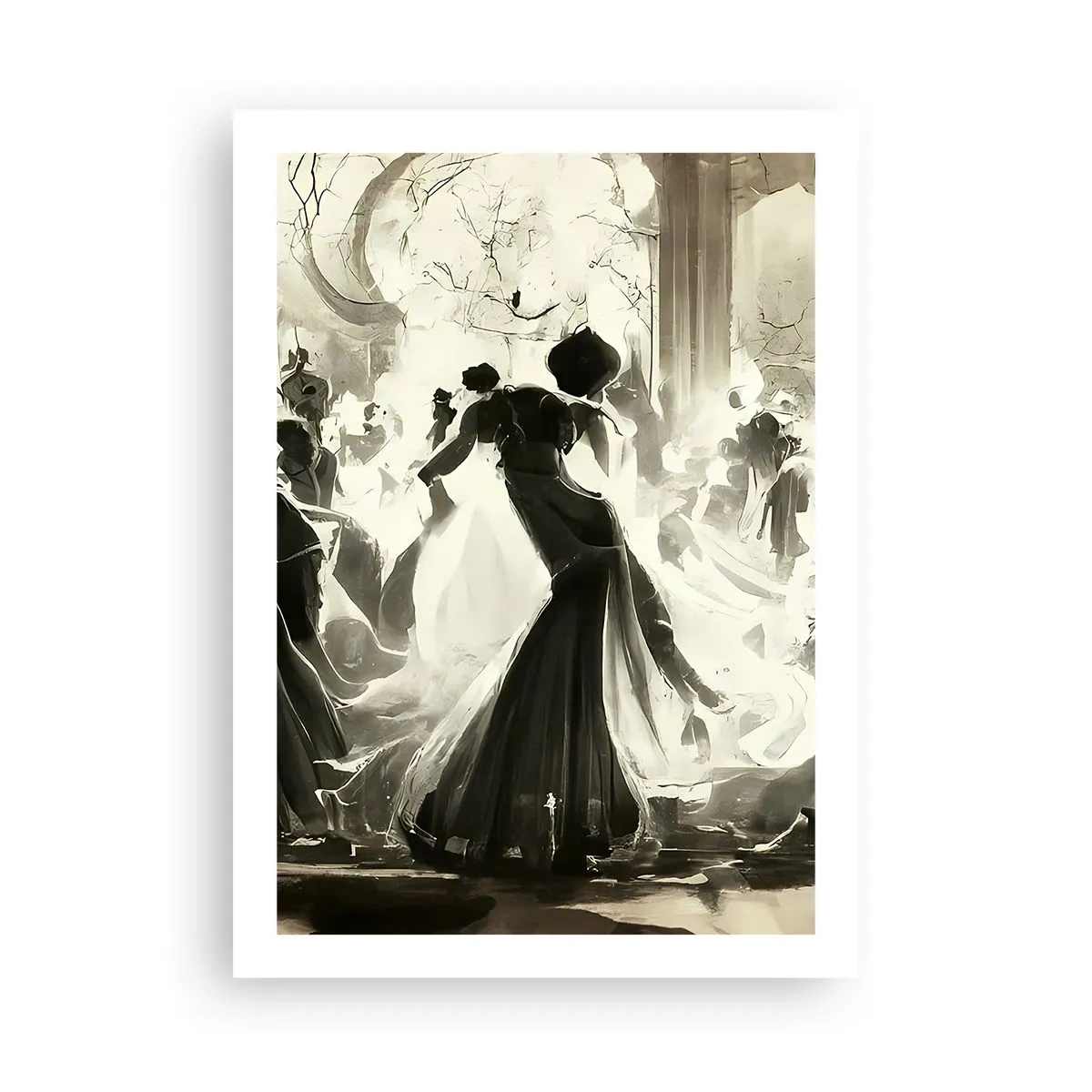 Plakat - Elegancki bal w czerni i bieli - 50x70cm - Wielka maskarada - Nowoczesna dekoracja ścienna do salonu, kuchni i sypialni ARTTOR