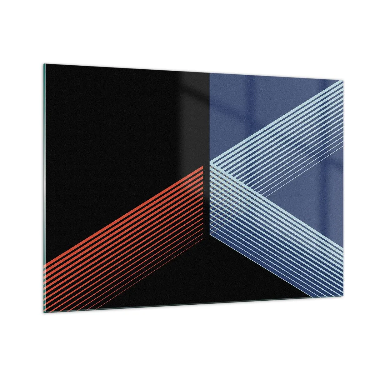 Obraz na szkle - Nowoczesna geometryczna kompozycja z liniami i kontrastem barw - 100x70cm - Prosta historia - Nowoczesna dekoracja ścienna do salonu, kuchni i sypialni ARTTOR