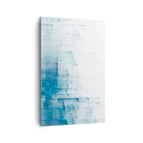 Obraz na płótnie - Abstrakcyjne kształty geometryczne w odcieniach błękitu - 80x120cm - Jak stała się przestrzeń - Nowoczesna dekoracja ścienna do salonu i sypialni ARTTOR