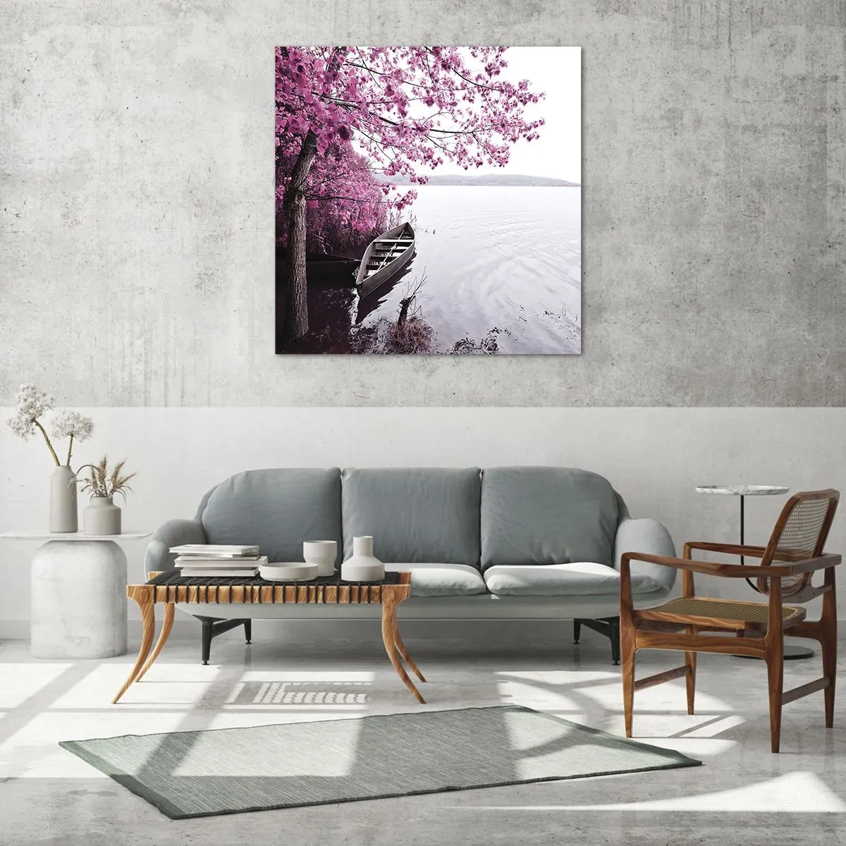 Obraz na szkle - W różowej ciszy - 70x70 cm