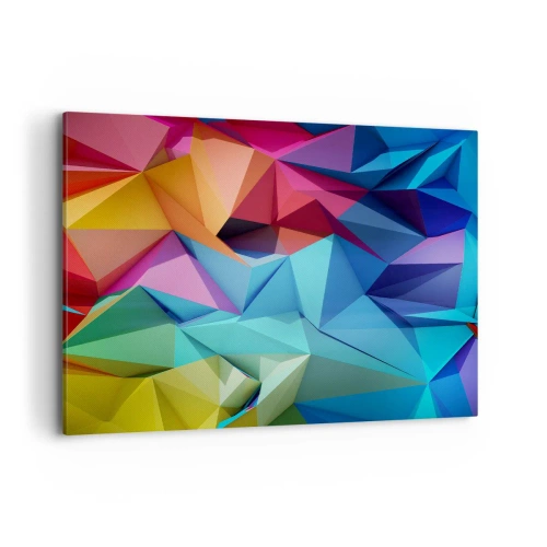 Obraz na płótnie - Kolorowa abstrakcja geometryczna w żywych barwach - 120x80cm - Tęczowe origami - Nowoczesna dekoracja ścienna do salonu, kuchni i sypialni ARTTOR