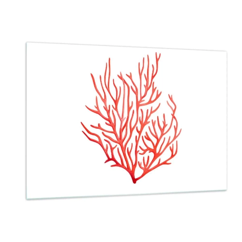 Obraz na szkle - Czerwony koral o filigranowej strukturze na białym tle - 120x80cm - Koralowy filigran - Nowoczesna dekoracja ścienna do salonu, kuchni i sypialni ARTTOR