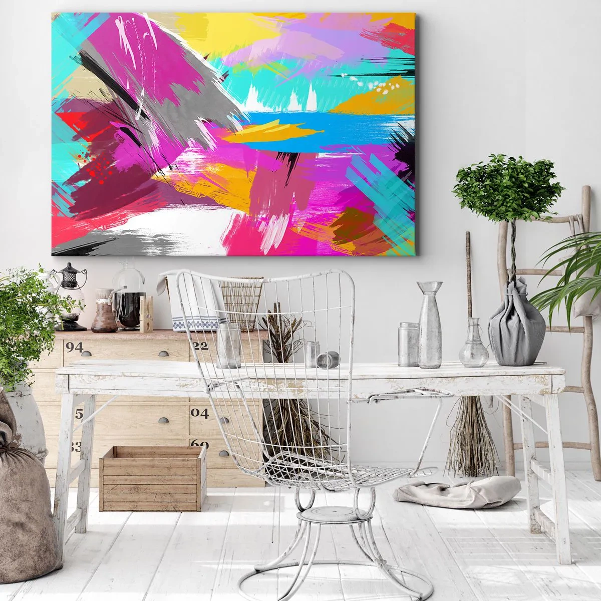 Obraz na płótnie - Dynamiczna abstrakcja w intensywnych kolorach - 100x70cm - Maz, maz, maz jeszcze raz - Nowoczesna dekoracja ścienna do salonu, kuchni i sypialni ARTTOR