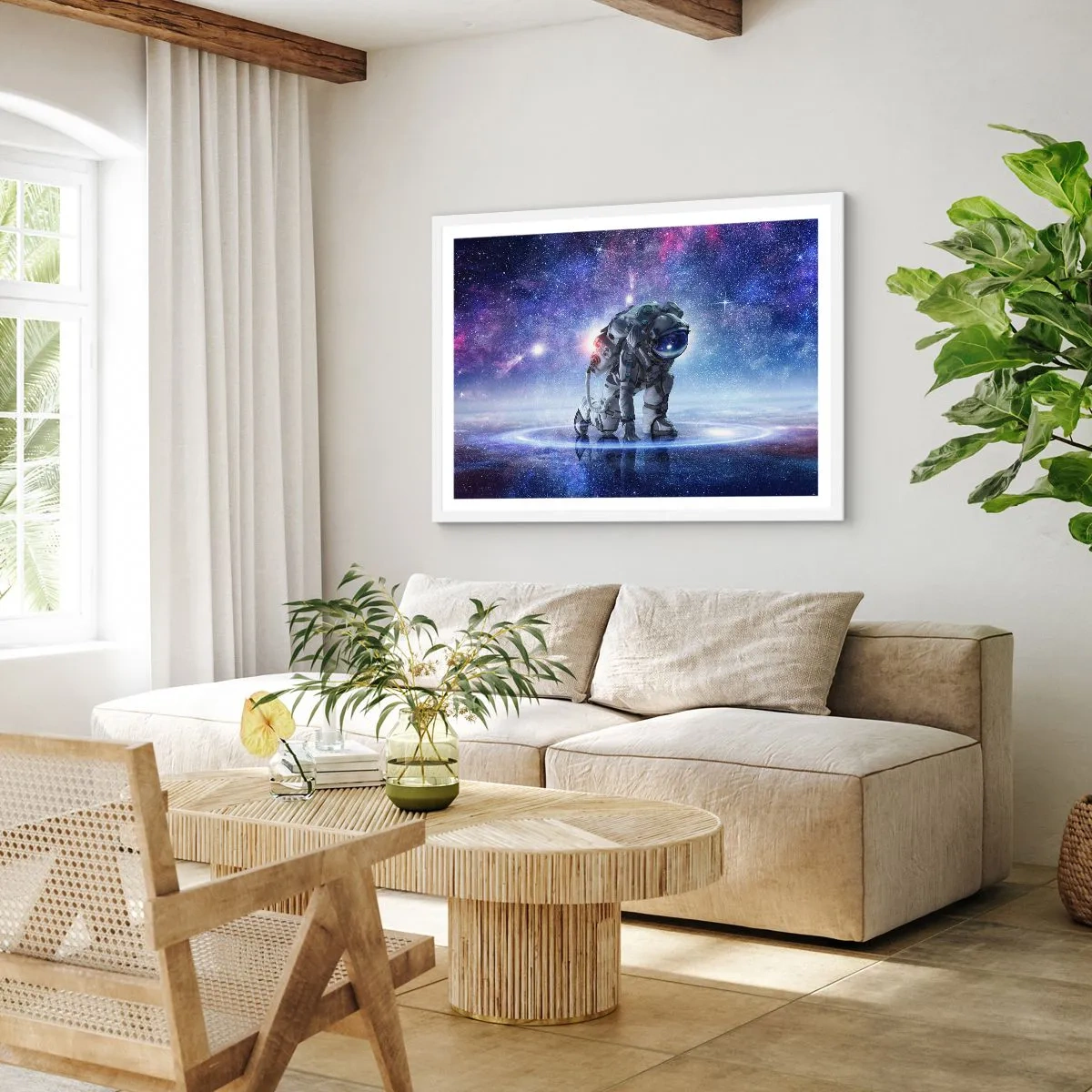 Plakat w białej ramie - Niebo gwiaździste nade mną - 100x70 cm