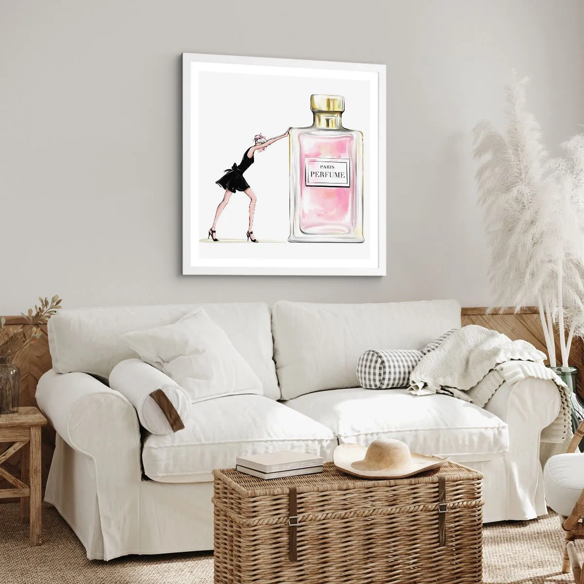 Plakat w białej ramie - Esencja kobiecości - 30x30 cm