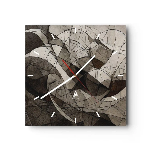 Zegar ścienny - Abstrakcyjny wzór w brązowych i ziemistych tonach - 30x30cm - Cyrkulacja barw ziemi - Nowoczesna dekoracja ścienna do salonu i sypialni ARTTOR