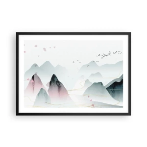 Plakat w czarnej ramie - Abstrakcyjne góry w pastelowych odcieniach - 70x50cm - Ponad szczytami - Nowoczesna dekoracja ścienna do salonu i sypialni ARTTOR