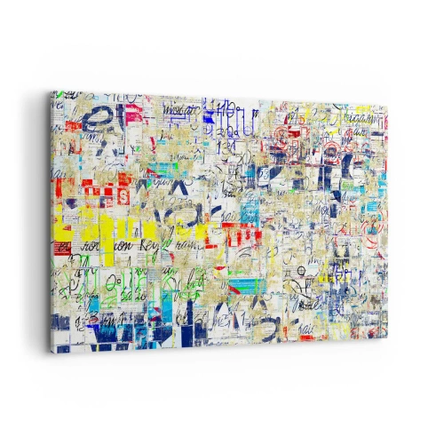 Obraz na płótnie - Abstrakcyjne graffiti z kolorowymi napisami i wzorami - 120x80cm - Po prostu cieszy oczy - Nowoczesna dekoracja ścienna do salonu, kuchni i sypialni ARTTOR