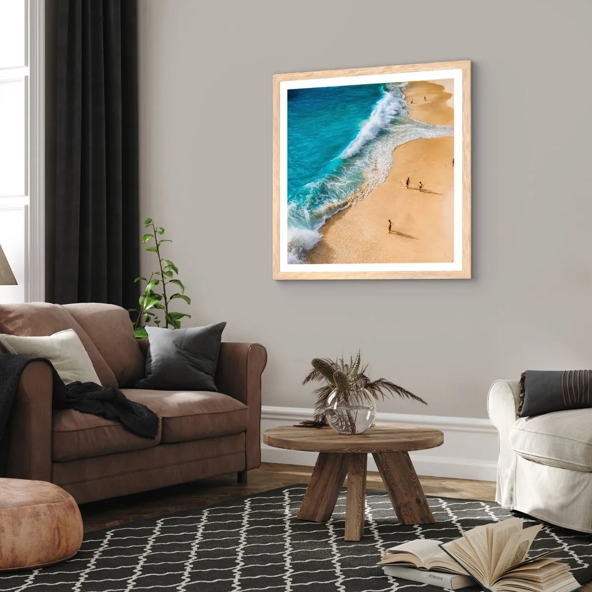 Plakat w ramie jasny dąb - A potem słońce, plaża… - 30x30 cm