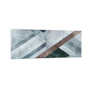 Obraz na szkle - Geometryczne formy w chłodnych odcieniach błękitu i brązu - 140x50cm - Wyszukana elegancja geometrii - Nowoczesna dekoracja ścienna do salonu i sypialni ARTTOR
