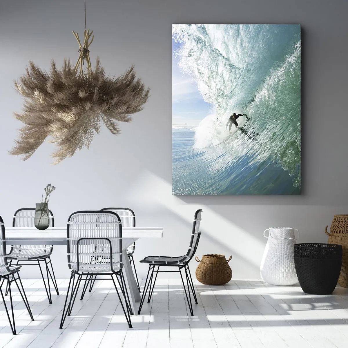 Obraz na płótnie - Surfing na fali - 50x70cm - Zawsze na fali - Nowoczesna dekoracja ścienna do salonu, kuchni i sypialni ARTTOR