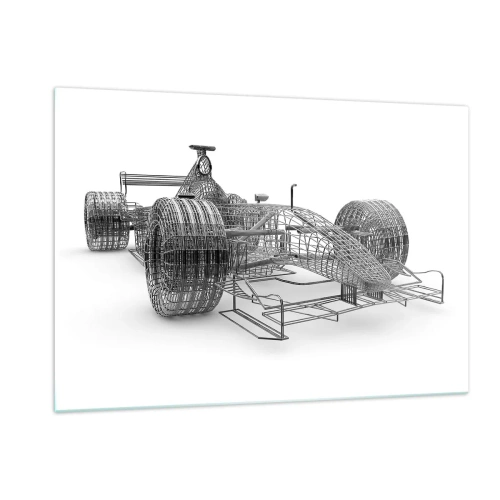 Obraz na szkle - Rysunek techniczny samochodu wyścigowego w stylu 3D - 120x80cm - Idealna konstrukcja - idea pędu - Nowoczesna dekoracja ścienna do salonu, kuchni i sypialni ARTTOR