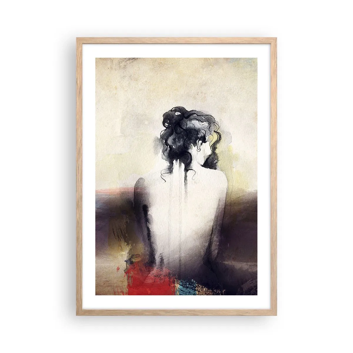 Plakat w ramie jasny dąb - Łagodne linie, owalne kształty - 50x70 cm