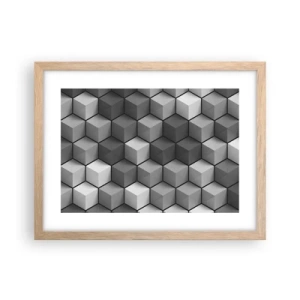 Plakat w ramie jasny dąb - Kubistyczna układanka - 40x30 cm