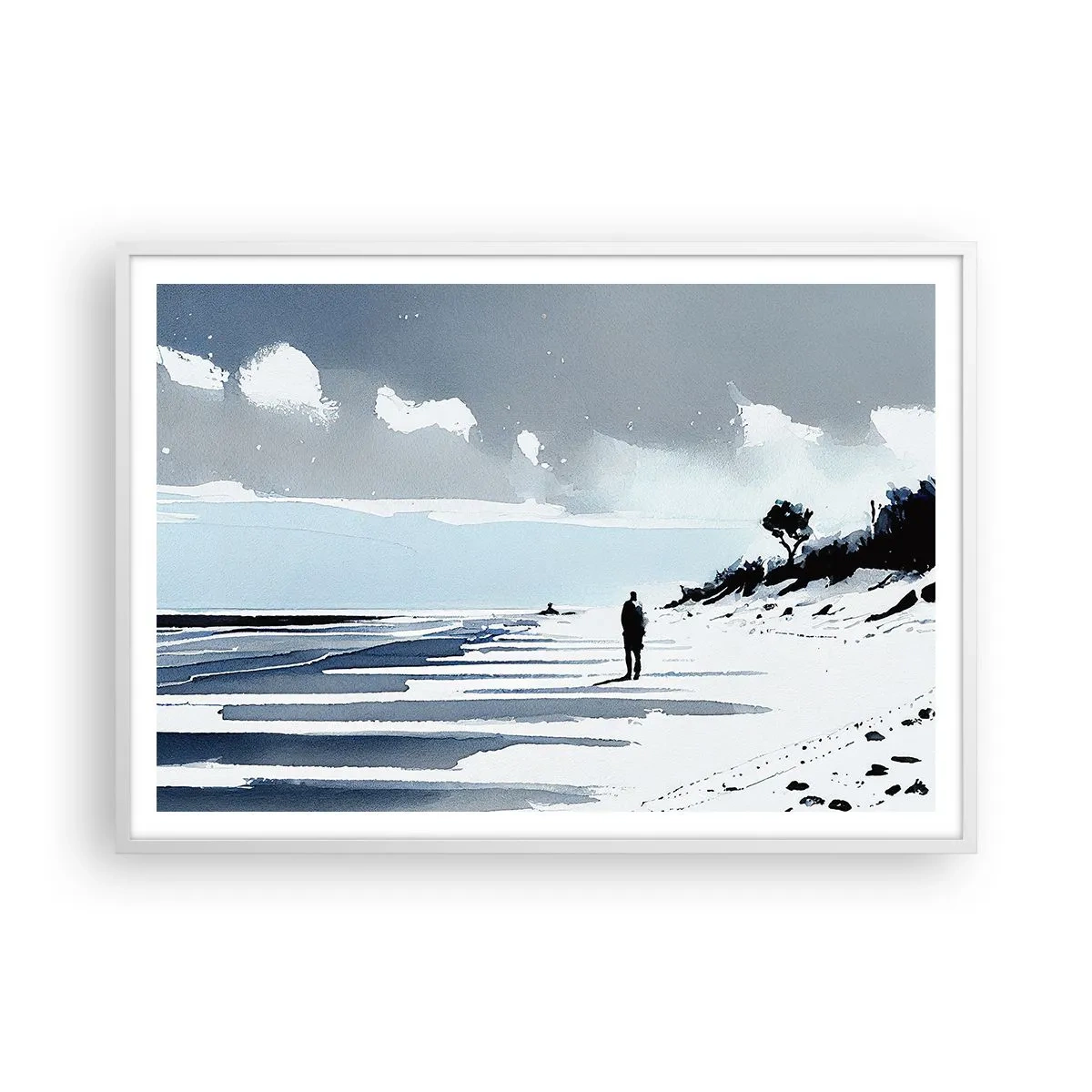 Plakat w białej ramie - Sam na sam - 100x70 cm